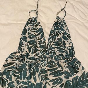 Women’s palm leaf halter maxi dress